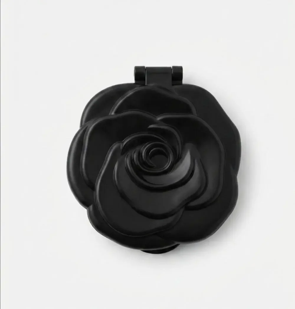 Vintage Black Rose Compact Mirror